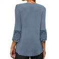 thumbnail image 5 of Blczomt 3/4 Length Sleeve T-Shirts for Women Gray Lace Dressy Blouses Formal V Neck Button Blouse Women, 5 of 8