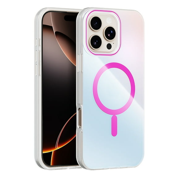 Ancove for iPhone 16 Magnetic Case Compatible with Magsafe - Holographic Iridescent Phone Case -[360° Shock-Absorbent Bumper] -Cute,Unique and Aesthetic Cover,Rose
