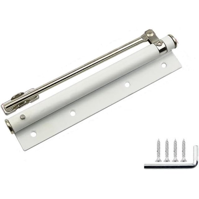 HUGFEG Automatic Door Self-Closing Hinge, Screen Door Closer, Stainless Steel Safety Spring Door Closer, Adjustable Catch Speed Closure,Top Latch Soft Close,Stainless Steel with Force Arm AZ824-13621