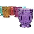 Koyal Wholesale Jewel Tone Votive Vintage Glass Candle Holders, 6Pack