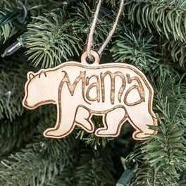 Ornament - Mother Bear - Raw Wood 4x2in Ornament - Mother Bear - Raw Wood 4x2in