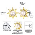 thumbnail image 6 of ChicSilver 925 Sterling Silver Pearl Earrings for Women, 14K Gold Plated Sun Flower Stud Earrings with Freshwater Pearl, Hypoallergenic Daily Wear Birthday Gift, 6 of 10