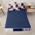 thumbnail image 4 of Erosebridal Baseball Icon Pattern Zipper Queen Comforter Set with Fitted Sheet and 2 Pillowcases,Cross Bat Print Zipper Bedding Set,Red Navy Gray,Navy Blue Reversible, 4 of 6