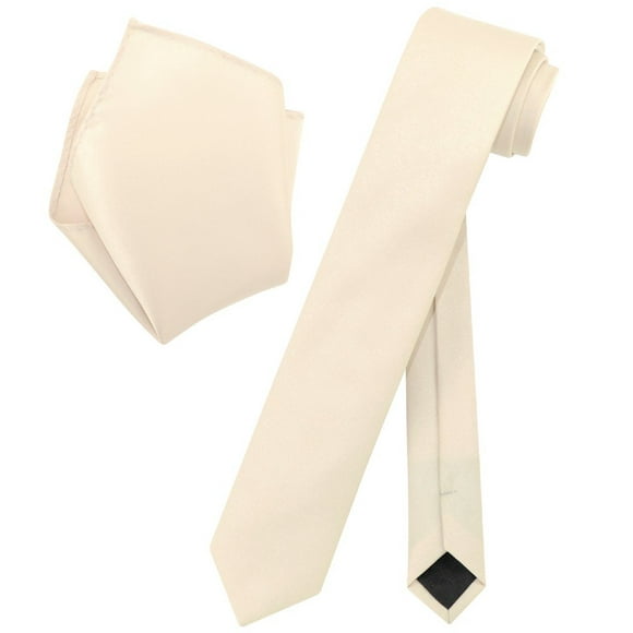 Vesuvio Napoli Light BROWN Skinny 2.5"" NeckTie Handkerchief Narrow Neck Tie Set