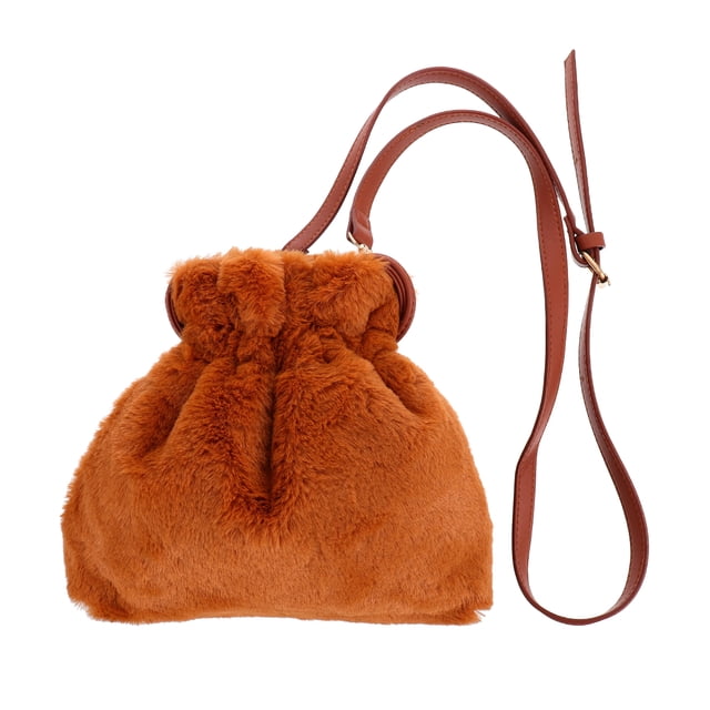 EeaseCA 1 Pc Adorable Plush Bag Fashionable Chic Convenient Drawstring Bag (Brown)