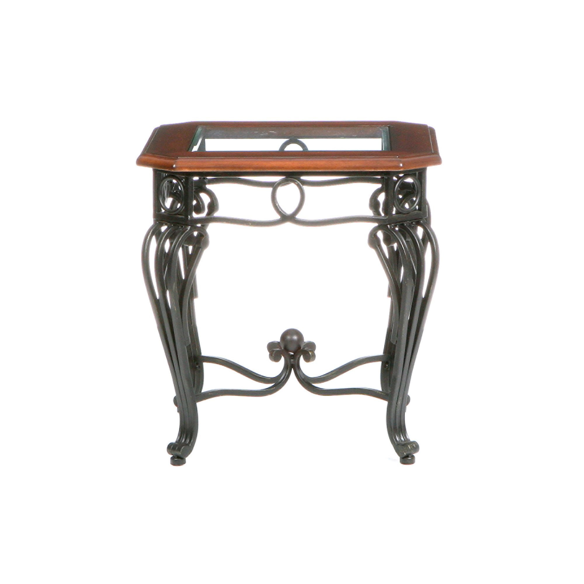SEI Eysi Traditional style End Table in Dark cherry w/ black finish