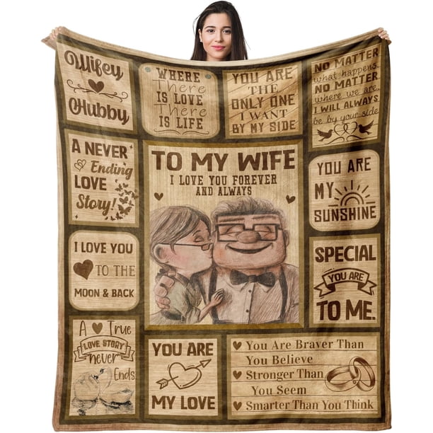 LHSHID to My Wife Wedding Anniversary Blanket Gift for Wife from Husband Valentines Day Birthday Blanket Romantic Gifts for Her 60"x80"