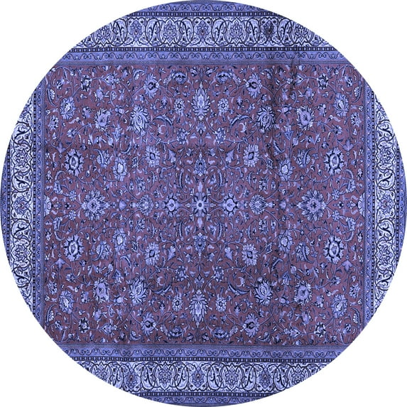 Ahgly Company Machine Washable Indoor Round Persian Blue Traditional Area Rugs, 5' Round