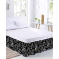 thumbnail image 2 of Black and White Floral Bed Skirt King Size, Modern Oil Painting Abstract Art Wrap Around Bed Skirting with Adjustable Elastic Strap, Dust Ruffled Pleated Bedskirts 18 Inch Drop for Bedroom King Beds, 2 of 9