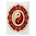 thumbnail image 3 of Ambesonne Ying Yang Tablecloth Rectangular Table Cover, Traditional Cultural, 52"x70", Maroon Cream White, 3 of 4