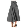 thumbnail image 3 of asdoklhq Maternity Dress,Women Solid Color High Waist Pleated A Line Long Skirt Front Slit Belted Maxi, 3 of 6