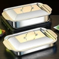thumbnail image 4 of Multifunctional Stainless Steel Serving Tray Square Silver Food Platter Rusts Resistant Dishwasher Safe Dinner Tray, 4 of 5