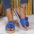 thumbnail image 3 of FRSASU Wedge Sandals for Women, Summer Beach Slip-on Bowknot Slides Soft Flat Gladiator Sandals Blue, 3 of 9