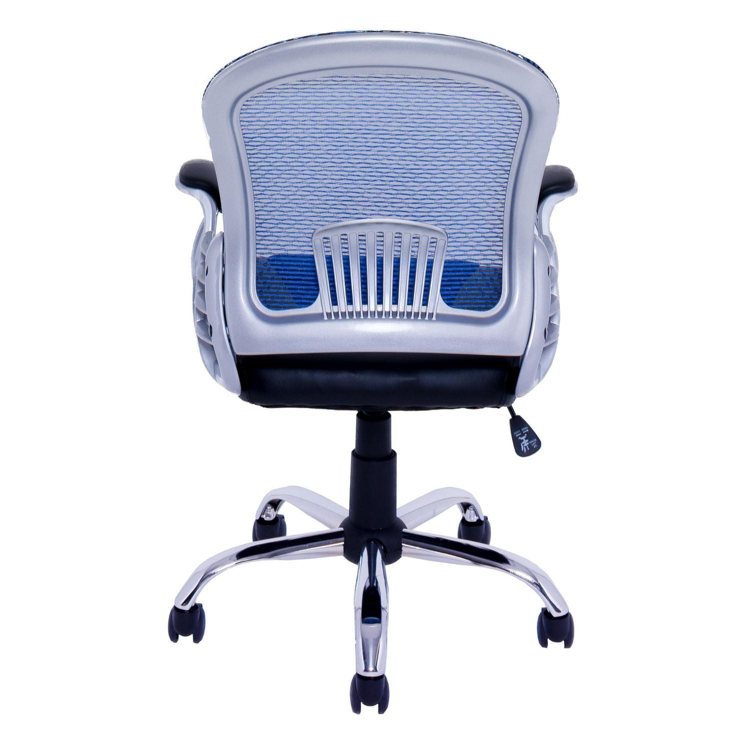 CorLiving Quinn Faux Leather and Mesh 19"-23" Seat Height Adult Office Chair with Lumbar Support, Blue/Black