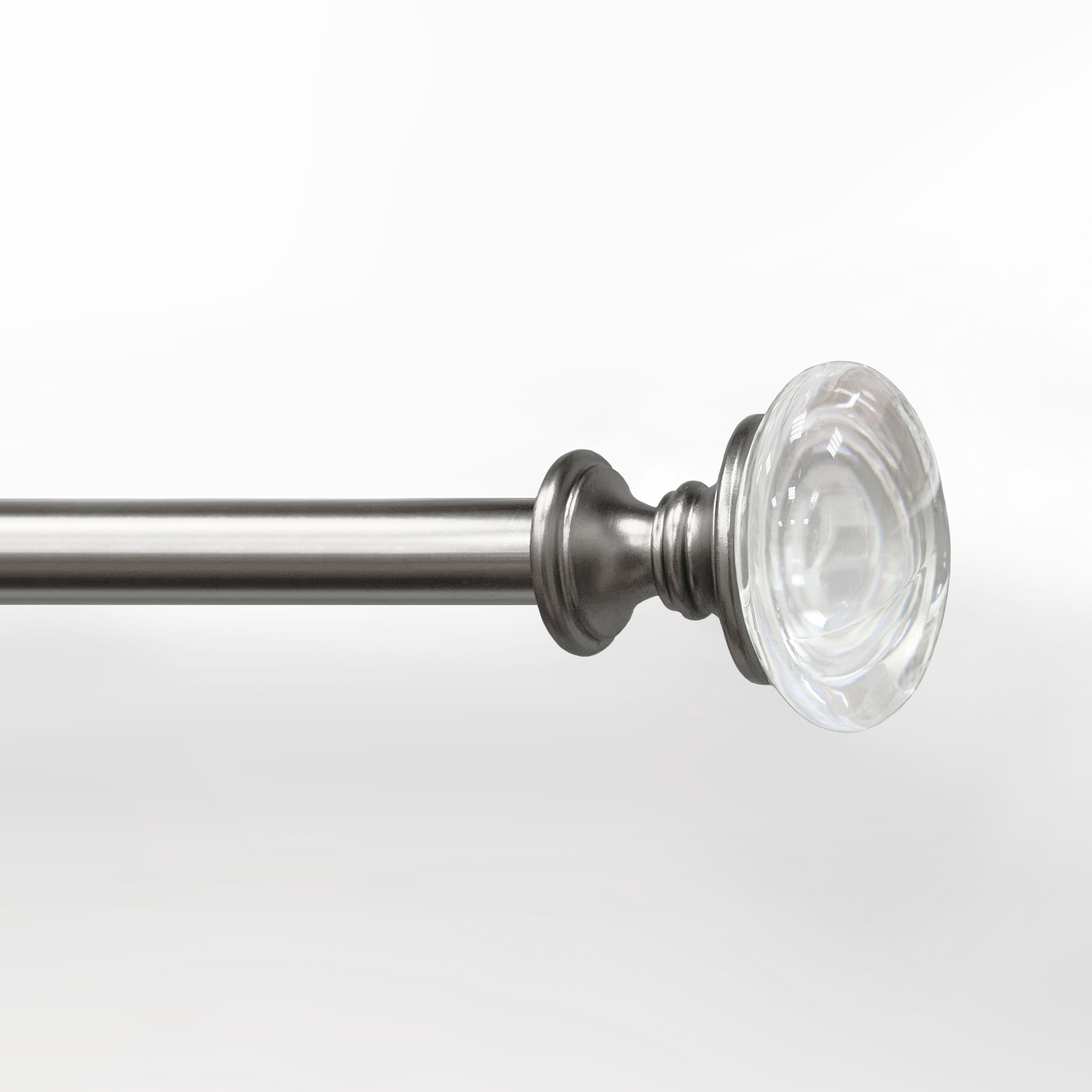 Lumi 3/4" Single Curtain Rod Brushed Nickel/ Black-Crystal Knob finial 66"-120" - Matte Black