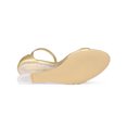 thumbnail image 4 of BLISSFUL STEP Women's Ankle Strap Low Wedge Clear Heels Sandals Gold 7, 4 of 5