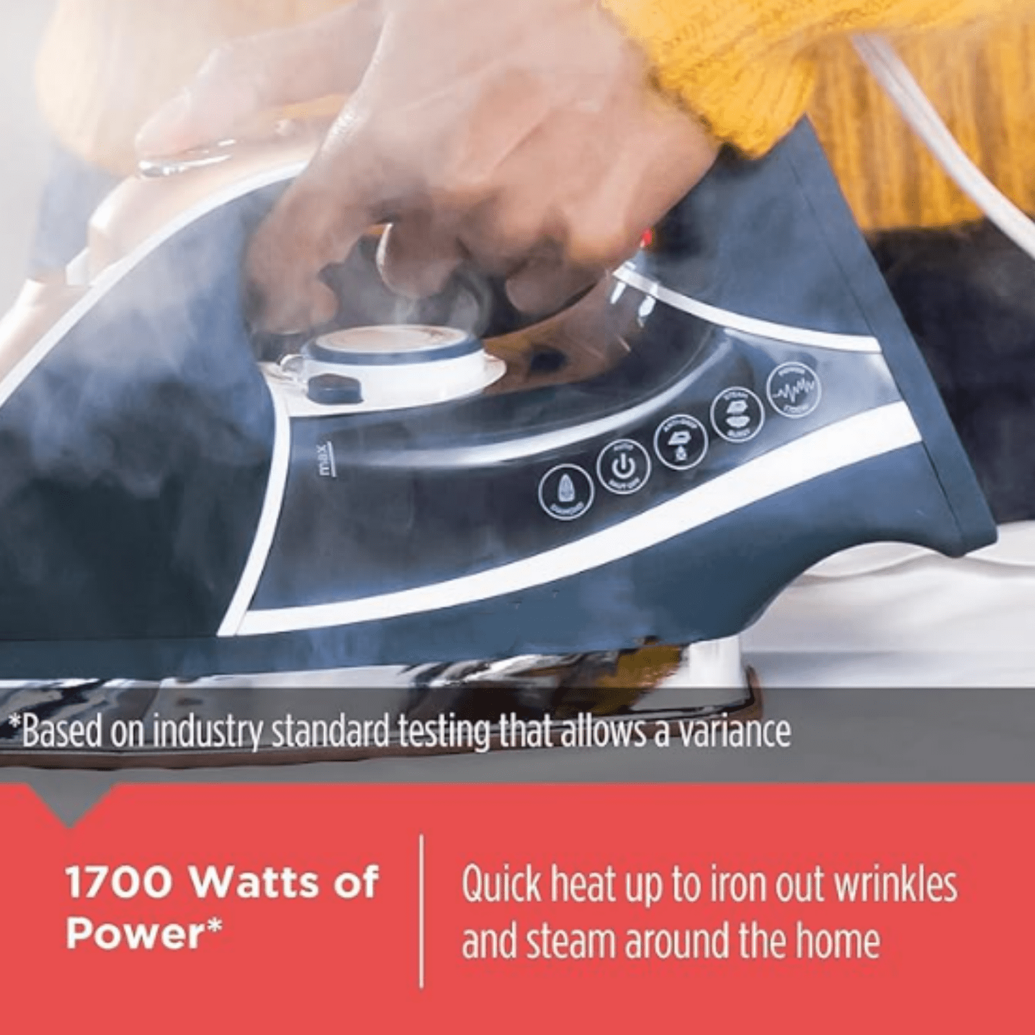Elite Pro-Series Steam Iron, 6 Settings 1700 Watt, Navy