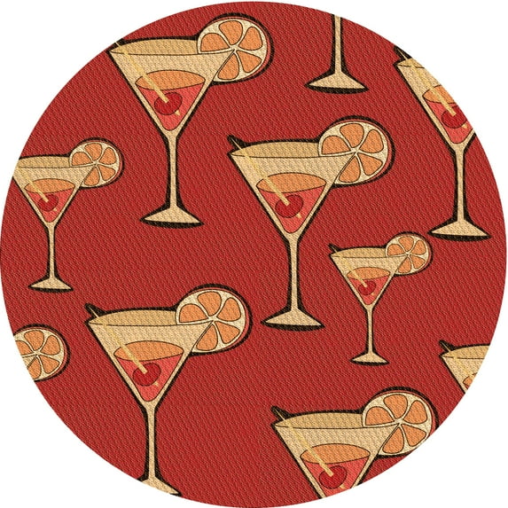 Ahgly Company Machine Washable Indoor Round Transitional Orange Area Rugs, 4' Round