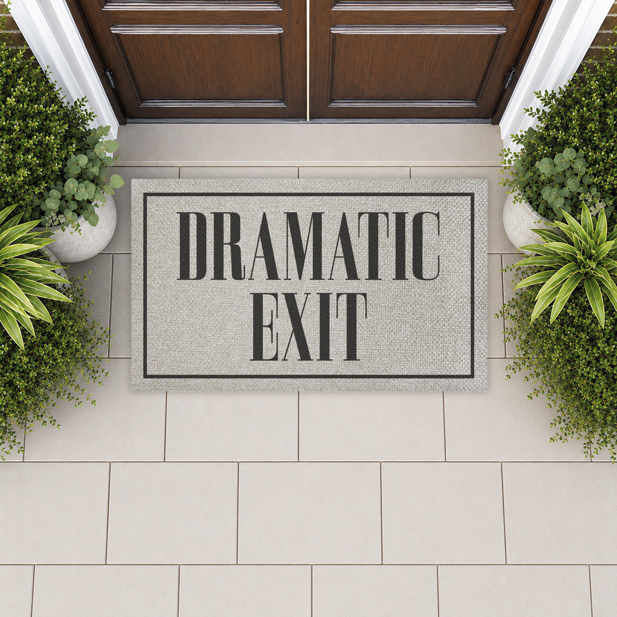 Stupell Industries Dramatic Exit Message Printed Outdoor Imitation Sisal Floor Mat, design by Lil' Rue