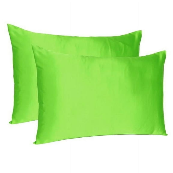 20 x 40 in. Bright Green Dreamy Silky Satin King Size Pillowcases