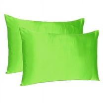 20 x 40 in. Bright Green Dreamy Silky Satin King Size Pillowcases