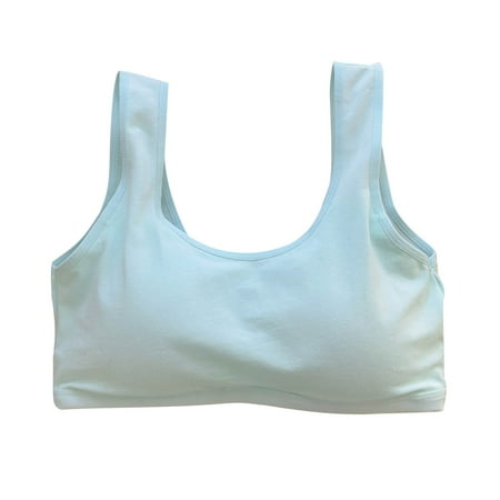 Girls Training Bras Comfort Padded Bralette Junior Tween Girl Everyday T-Shirt Bra Comfy Solid Underwear  Green  Free Size