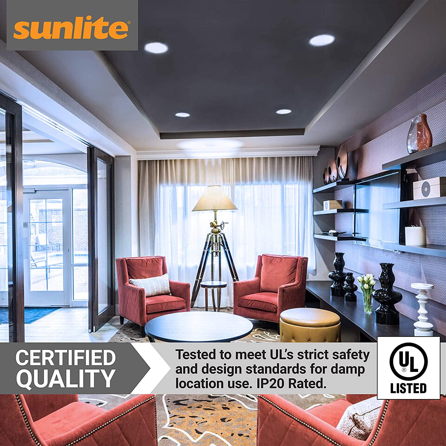 Sunlite LED BR40 Recessed Light Bulb, 14 Watts (85W Equivalent), Medium E26 Base, Dimmable,UL Listed, 6500K Daylight, 6-Pack