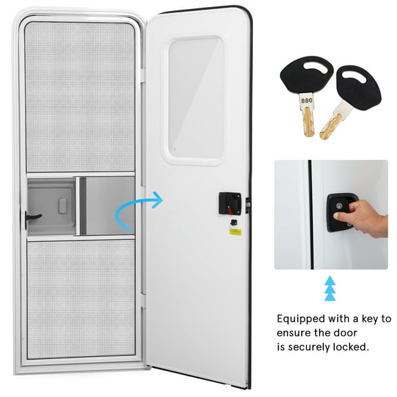 Right Hinge RV Entry Door with Screen Door, 28" x 74"