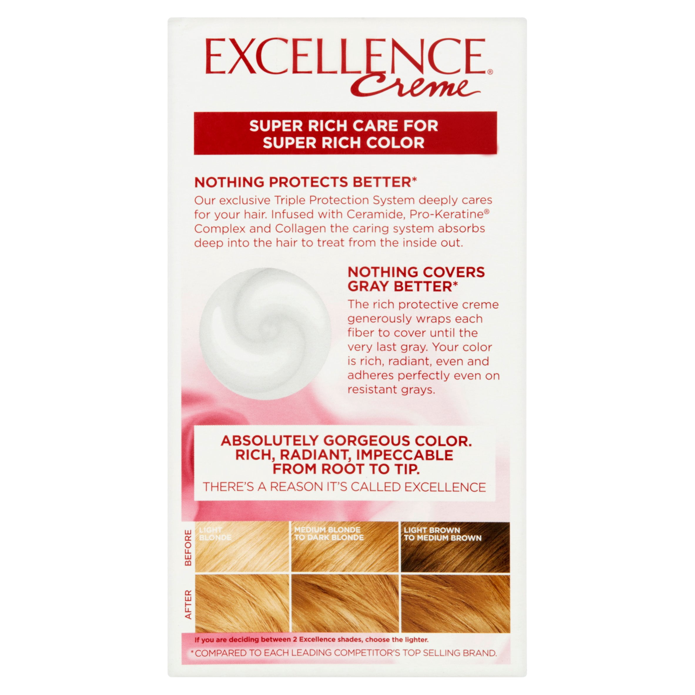 L'Oreal Paris Excellence Creme Permanent Hair Color, 7G Dark Golden Blonde
