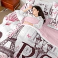 thumbnail image 4 of Manfei Female Men Eiffel Tower Twin Bedding Sets 7-Piece,Romantic Paris Bedding Comforter Set Microfiber,Happy Valentine's Day Breathable Sheet Sets,Luxury Bedroom Decor,Reversible, 4 of 8