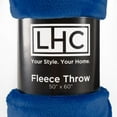 thumbnail image 4 of Set of 2 Fuzzy Blankets - Plush Fleece Throw Blanket for Travel, Outdoor Gatherings, and Lounging on the Couch or Bed by Lavish Home (Navy Blue/Sand), 4 of 5