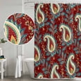 thumbnail image 5 of Red Boho Botanical Shower Curtain, Waterproof Shower Curtains for Bathroom, Southwestern Retro Leaves Ethnic Tribal Washable Fabric Bathtub Curtain Set Bath Decor with 12 Hooks 48"x72", 5 of 8