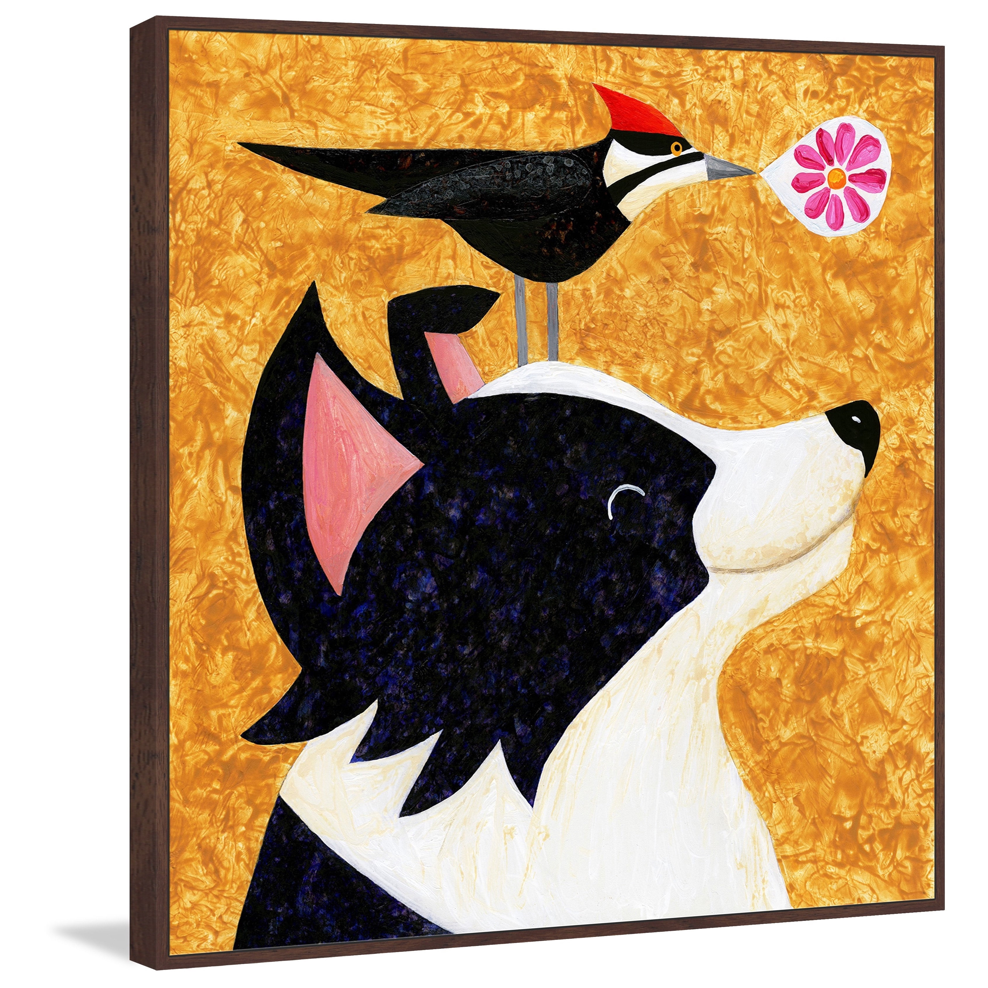 Marmont Hill - "Wood You Be My Friend" by Janet Nelson Floater Framed Painting Print on Canvas