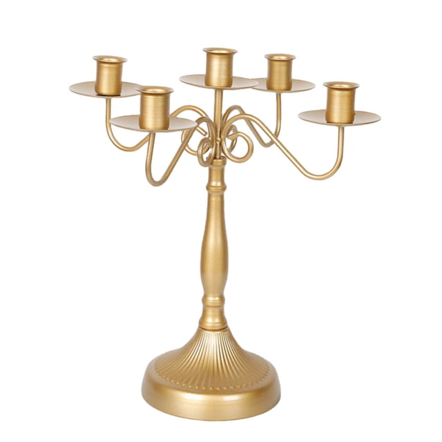 Candelabro de Metal con cinco cabezas, candelabro, adorno, decoración de boda para Acción de Gracias, Navidad, escritorio para el hogar mayimx Candelero