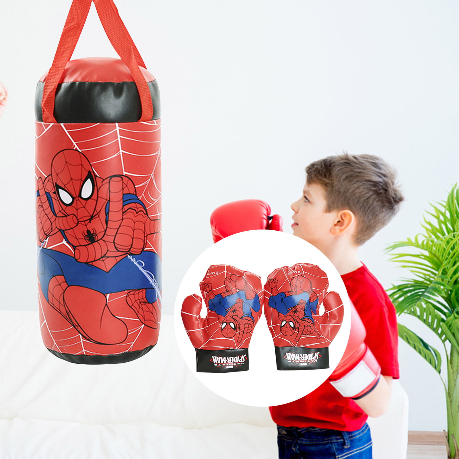 Spiderman Avengers Kids Boxing Punching Bag Gloves Set Child Exercise Toys Gifts 