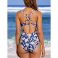 thumbnail image 5 of Asoul Women's Strappy V Neck One Piece Swimsuits Tummy Control Side Ruched Bathing Suits Criss Cross Monokini Swimwear, 5 of 6