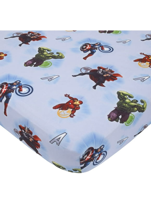 Marvel Avengers Fitted Crib Sheet 100% Soft Microfiber, Baby Sheet, Fits Standard Size Crib Mattress 28in x 52in