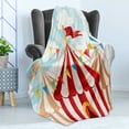 thumbnail image 4 of Circus Soft Flannel Fleece Throw Blanket, Circus Stripes Sunshines Through Cloudy Sky Traditional Performing Arts Theme, Cozy Plush for Indoor and Outdoor Use, 50" x 60", Blue White Red, by Ambesonne, 4 of 5