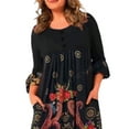 thumbnail image 3 of DYMADE Women Plus Size Round Neck Pullover Ethnic Style Vintage Printed Dress, 3 of 4