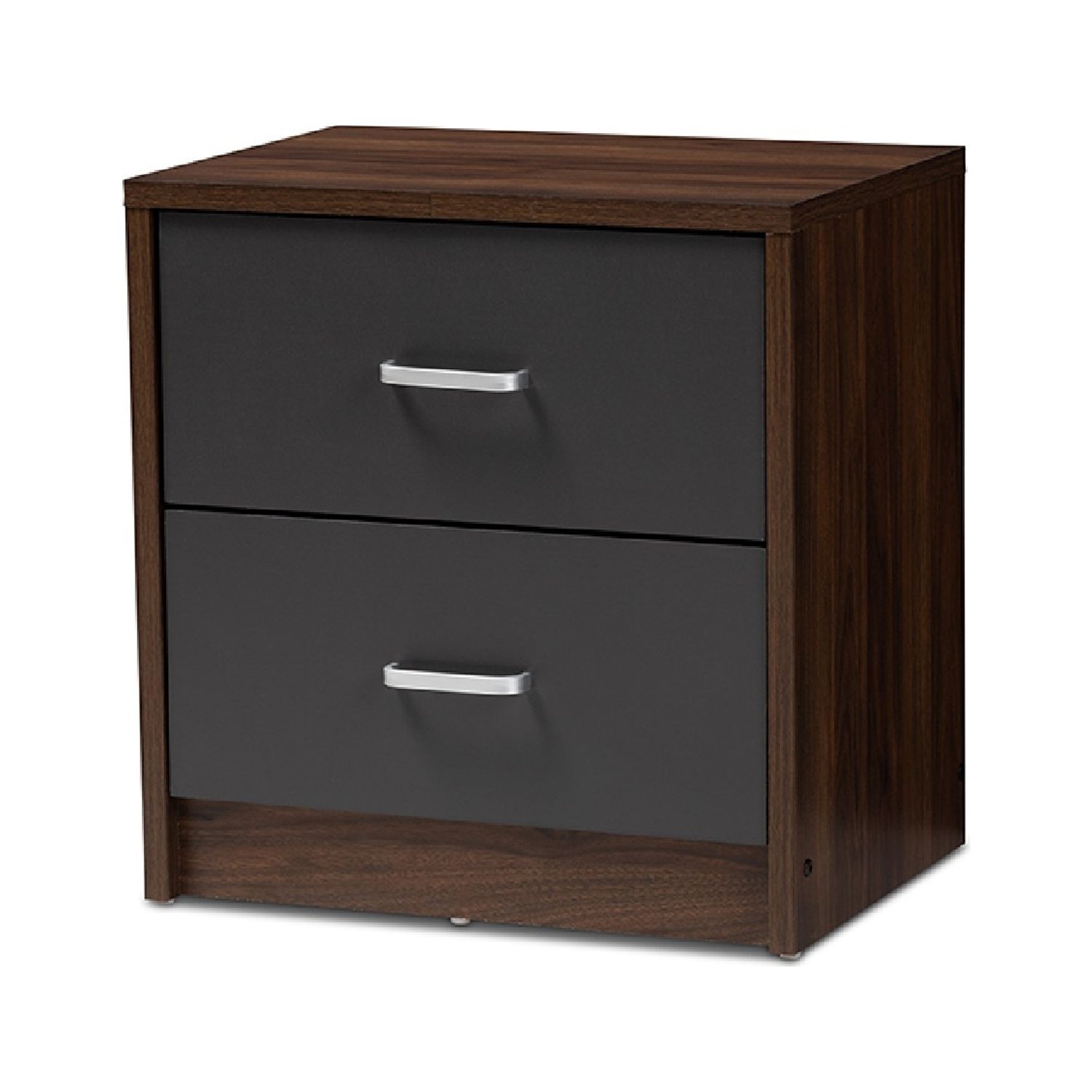 Baxton Studio Hansel Modern and Contemporary 2-Drawer Dark Brown and Dark Grey Finished Nightstand - image 3 of 7
