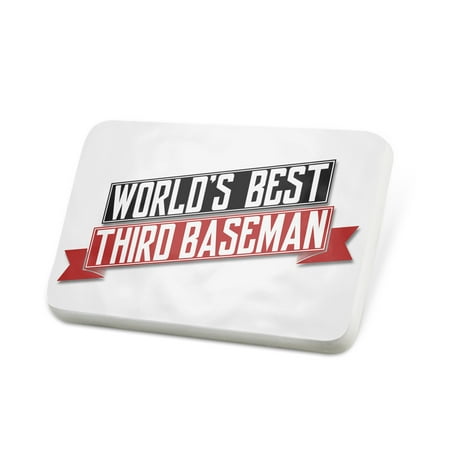 Porcelein Pin Worlds Best Third Baseman Lapel Badge – (Best 3rd Baseman Of All Time)