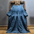 thumbnail image 3 of Johnature Robe Vintage Taille Haute en Lin pour Femmes Printemps Couleur Unie Robe Simple, 3 of 5