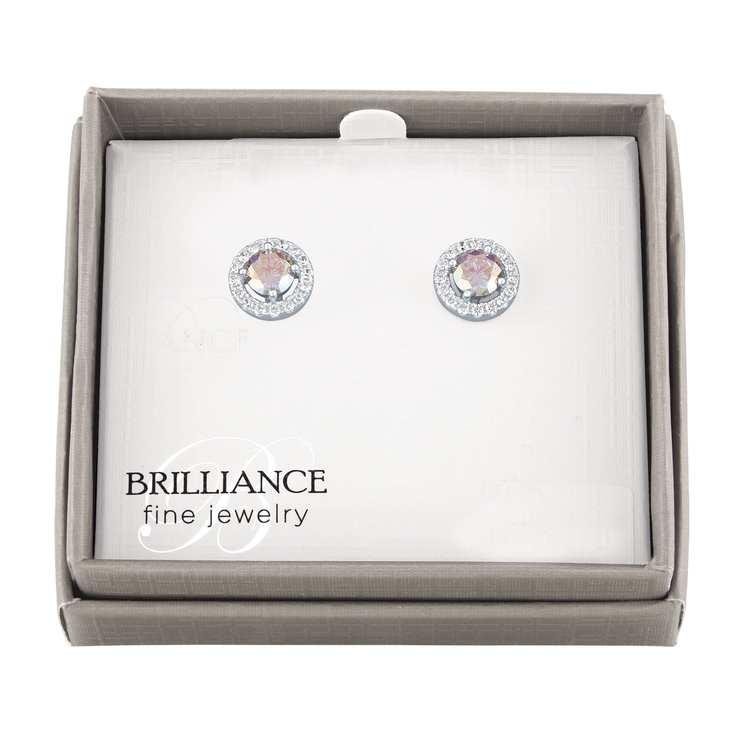 Ladies Brilliance Fine Jewelry Simulated Aurora Borealis and CZ Sterling Silver Earrings