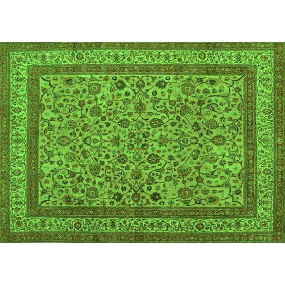 Ahgly Company Indoor Rectangle Persian Green Traditional Area Rugs, 5' x 7'