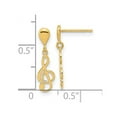 thumbnail image 2 of 14k Gold Polished Treble Clef Long Drop Dangle Earrings 18.4x5.1mm Wide Dangle Earring for Women, 2 of 2