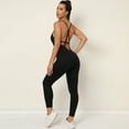 thumbnail image 3 of Pantalones de yoga de una pieza ajustados con escote en V y espalda descubierta para deportes, correr, fitness, yoga para mujer, 3 of 6