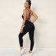 thumbnail image 5 of Pantalones de yoga de una pieza ajustados con escote en V y espalda descubierta para deportes, correr, fitness, yoga para mujer, 5 of 6