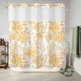 thumbnail image 6 of No Hook Shower Curtain, Yellow Flowers Shower Curtains for Bathroom with See Through Top Window, Watercolor Summer Botanical Floral Waterproof & Washable Bath Curtain Long 72"x78", 6 of 9