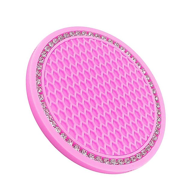 sweethay Posavasos para coche, almohadilla para taza de agua, soporte antideslizante para botella, alfombrilla de Gel de sílice para Automoción decorativa y accesorios rosa roja diamante blanco