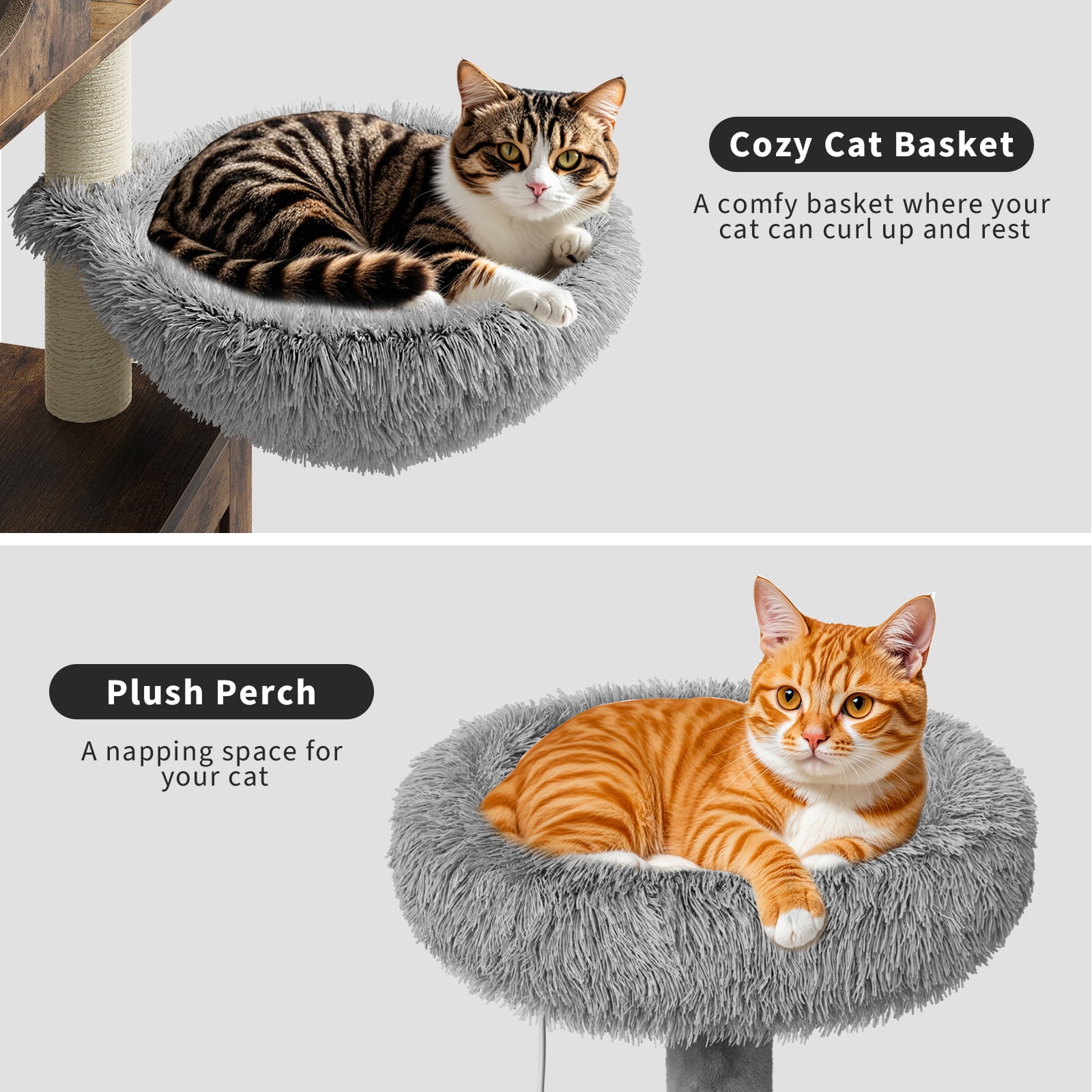 TEQIN Cat Tree with Litter Box Enclosure Furniture,Modern Cat Tower, 53.7’’ H Cat Condo with Sisal Scratching Post and Hammock, Indoor Pet Furniture with Large Platform